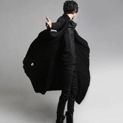 Autumn and winter dark Korean edition hair stylist fashion Male non-mainstream personality Cardigan Clothing Cape Cape Long Coat