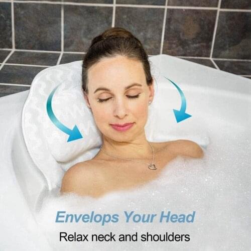 Bath Pillow Ergonomic Bathtub Cushion for Neck Head Shoulder Pillow with Mesh for Neck and Back Support Home Bathroom