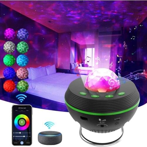 Star Projector Ocean Wave Night Light Projector with Bluetooth Speaker Smart Voice Control Bedroom Home Theatre Baby Kids Adults