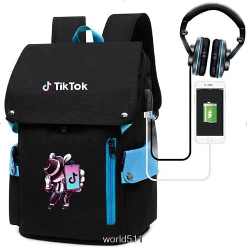 Tik Tok Backpack For Women Men Cartoon Backpack USB Charging Students School Bags Computer Laptop Mochilas