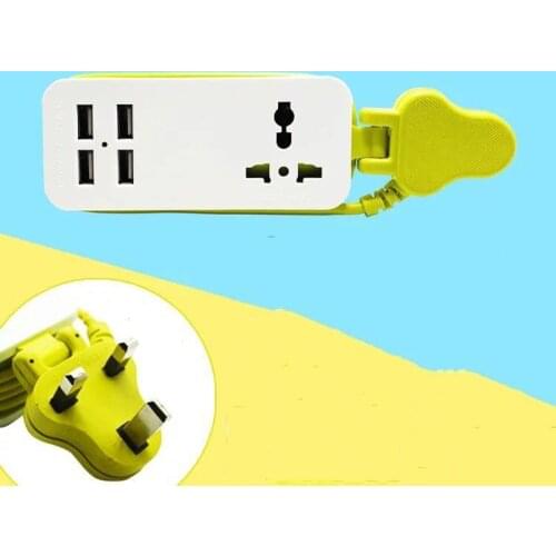 UK Plug Outlet Travel Power Strip Adapter Surge Protector 4 Smart USB Ports Desktop Wall Charger Station 1.5MExtension Cord