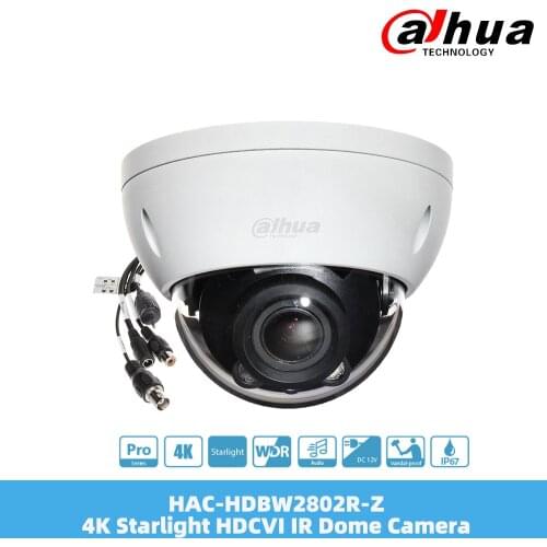 Dahua HAC-HDBW2802R-Z 4K Starlight HDCVI IR Dome Camera 1080P 3.7-11mm Motorized Lens Smart IR IP67 4K Resolution