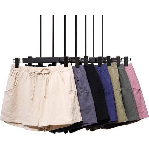 2021 New Hot Summer Casual Cotton Linen Shorts Women Plus Size High Waist Shorts Fashion Short Pants Streetwear Womens Shorts