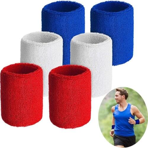 2Pcs Sports Wristbands Cotton Wrist Sweatbands for Football Basketball Running Athletic Sports Wrist Support 8cm