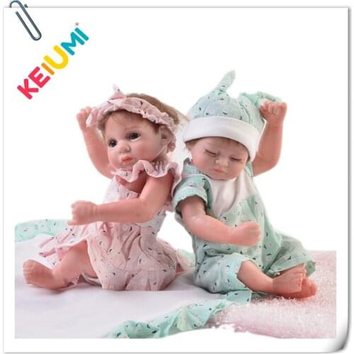 Tailored 11'' Mini Full Silicone Reborn Baby Doll Realistic Newborn Girl or Boy 27 cm Doll Reborn Baby Twins kids Playmate Toy