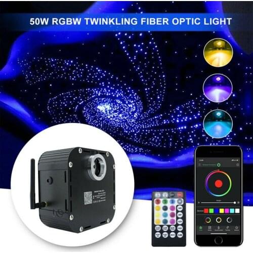 50W RGBW 4-Speed Twinkle LED Fiber Optic Star Ceiling Light Engine Bluetooth Smart phone APP Control w/28key Sound Audio control