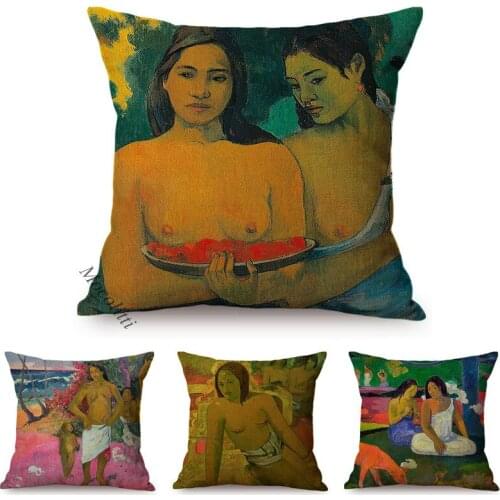 Tahiti Sexy Woman Minority Vintage Original Life Oil painting art Square Cushion Cover Home Decoration Sofa Throw Pillows Cover