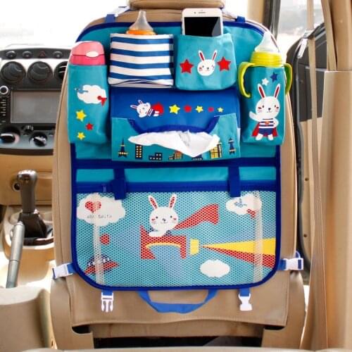 Universal Car Cartoon Storage Bag Cute Animal Seat Back Storage Bags Backseat Holder Multi-Pockets Protect Kids Toy Storage