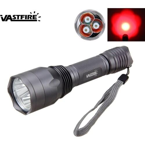 VastFire 900 Lm 3x XPE Q5 Red Light LED Tactical 250yard Hunt Flashlight Torch Weaver Picatinny Mount Gun
