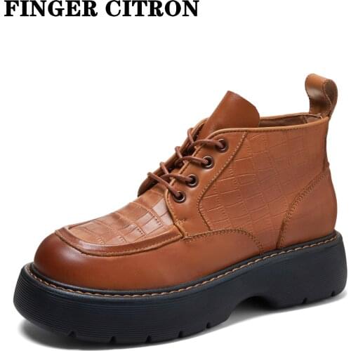 Finger Citron Women Anckle Boots Genuine Cow Leather For Spring Autumn And Winter Pu Outsole Light By Handmade Size 35--40