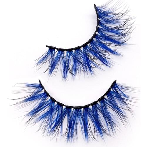 1 pair/case Blue Eyelashes Ombre Color Wispy Soft Dramatic Colored Eyelashes Makeup Natural False Eye Lashes