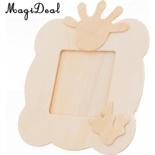 MagiDeal Lovely 1Pc Children DIY Unfinished Wooden Photo Frame With Fingerprint Decor for Home Picture Frame Art Craft Project