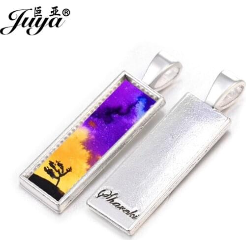 10PCS Rectangle Pendant Base Settings 8x26mm Alloy Blank Tray Charms For Jewelry Making DIY Necklace Keychain Findings Crafts