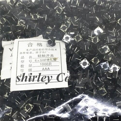 1000pcs 6*6*5mm 2PIN push button switch microswitch Tact Switch horizontal type 6X6X5H