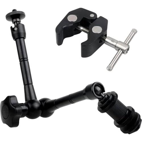 11inch Adjustable Friction Articulating Magic Arm+Super Clamp+Phone clip For DSLR LCD Monitor LED video Light Camera Accessories