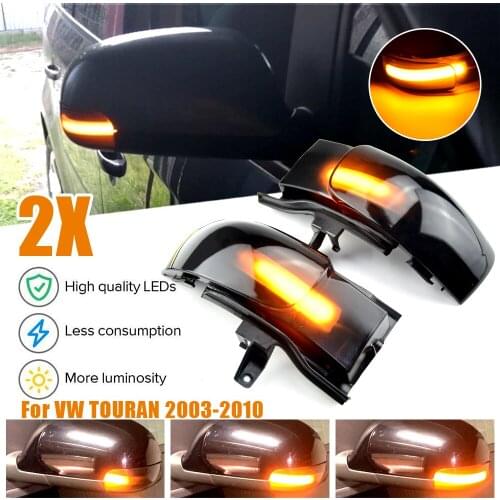 2pcs LED Turn Signal Indicator Lights For VW Touran 1T1 1T2 Side Rearview Mirror Light Lamp 2003 2004 2005 2006 2009