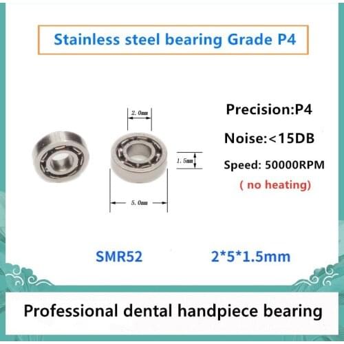 20pcs Dental Handpiece bearing SMR52 2x5x1.5mm P4 stainless steel ball bearings for 20:1 Root canal 50000rpm no heating