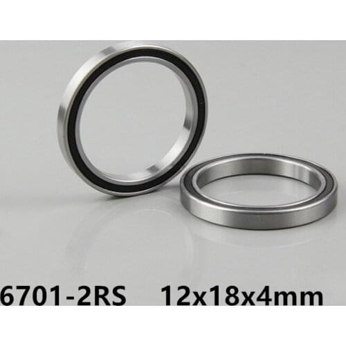 50pcs 6701-2RS 12*18*4 rubber sealed thin wall deep groove ball bearings 6701RS 6701 2RS 12x18x4 mm