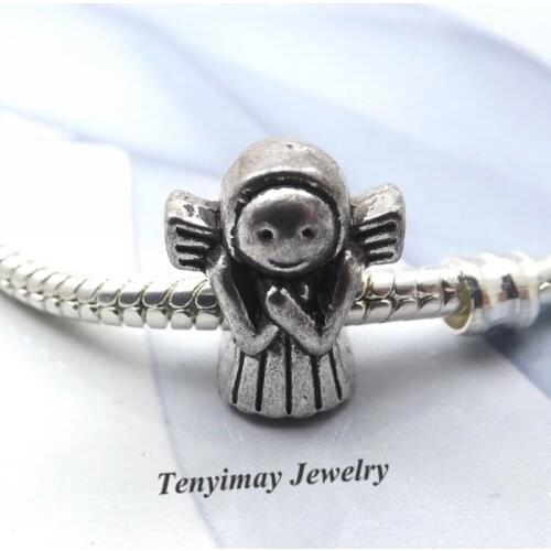 Angel Shape Antique Alloy Beads European Charm Beads For Snake Chain Bracelet LB821