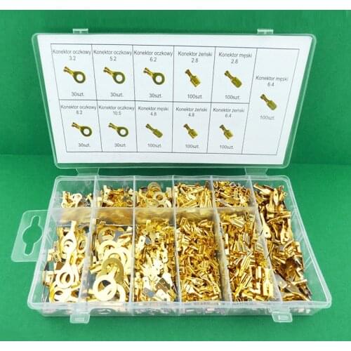 750Pcs Cable Lugs Assortment Ring Connectors Uninsulated Flat Crimp Terminal For Connect The Power Cord To Electrical Equipment
