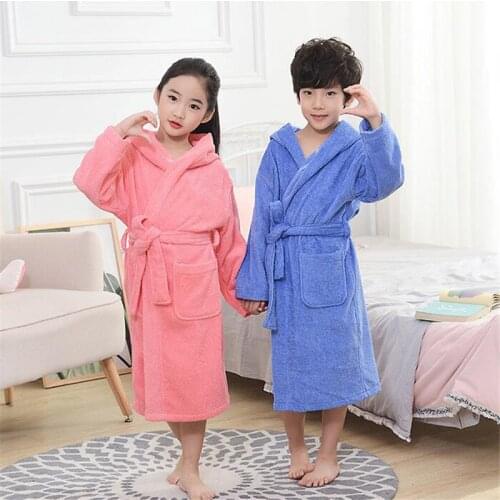 38 Design Cotton Kids Hooded Bathrobe For Girl Sleepwear Robe Boy Cotton Terry Bathrobe Baby Pajamas Bath Robe Children Bathrobe
