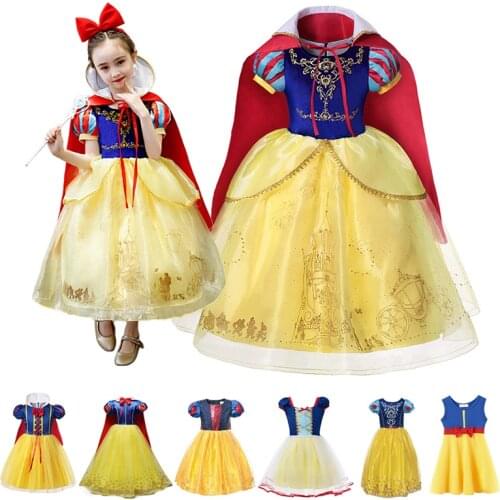 Kids Girl Dress Snow White Princess Fancy Dresses Children Party Cosplay Costume Bow Patchwork Role Playing Frocks Outfits 1-10Y