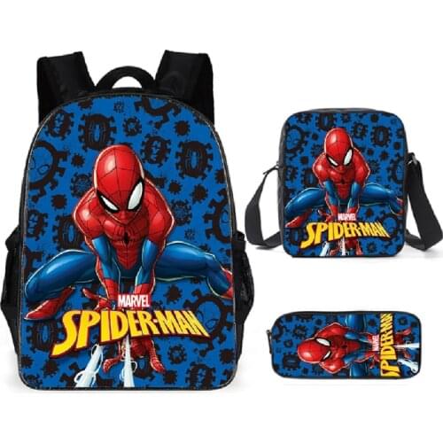 3Pcs/Set Kids Spiderman School Bags For Boys Girls 16inch Marvel Superhero Backpack Children Primary Book Bag Schoolbag