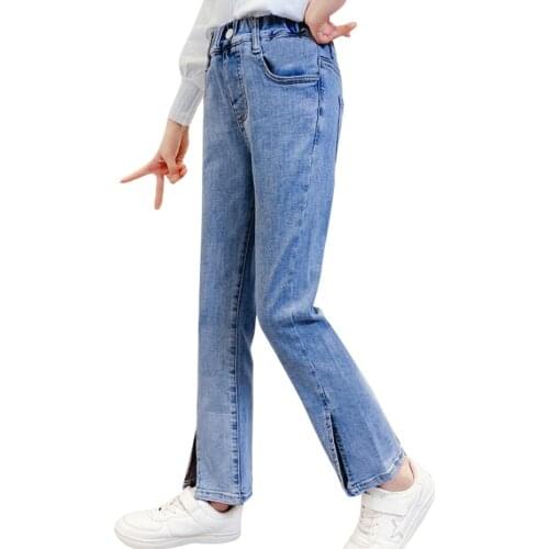 Girls Jeans Solid Color Childrens Jeans Girl Casual Style Childrens Jeans Spring Autumn Clothes For Girls 6 8 10 12 14