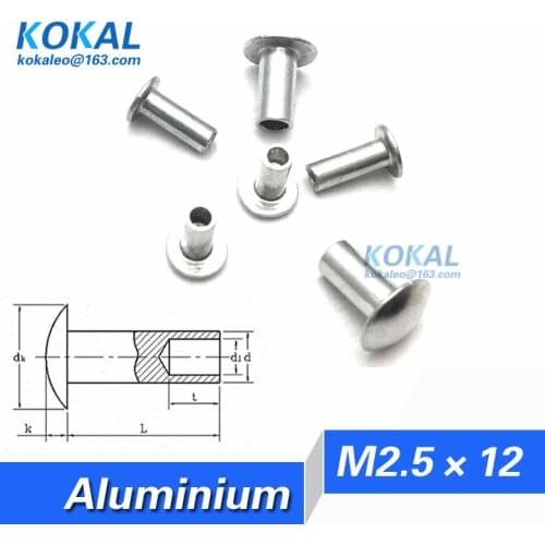 [AL-M2.5*12]100PCS Free Shipping M2.5 Series flat round head furniture rivet M2.5*12mm Aluminium hollow rivet