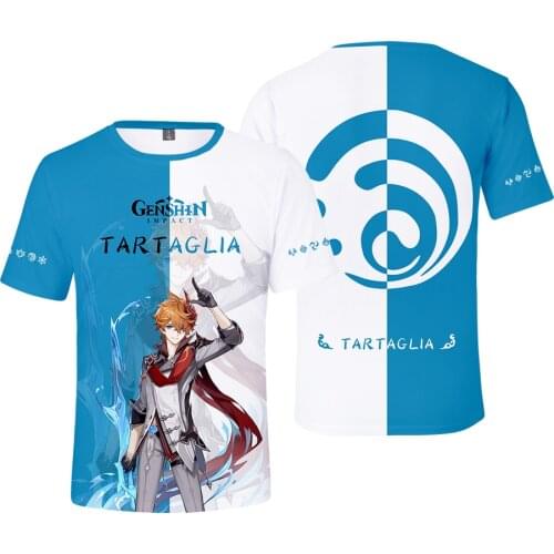 3D Game Genshin Impact T Shirt Men Women Tees Harajuku Hip Hop Kids Tops Summer New Printed TARTAGLIA Boys Girls Cartoon t-Shirt