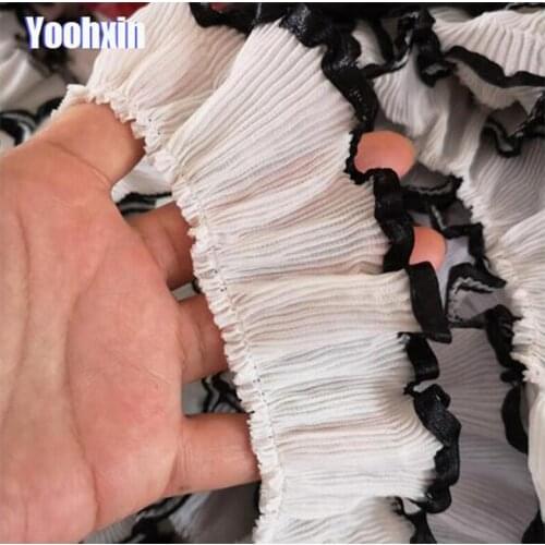 5CM Wide HOT Embroidery black blue flower lace fabric trim ribbon DIY sewing applique collar dress craft wedding guipure supply