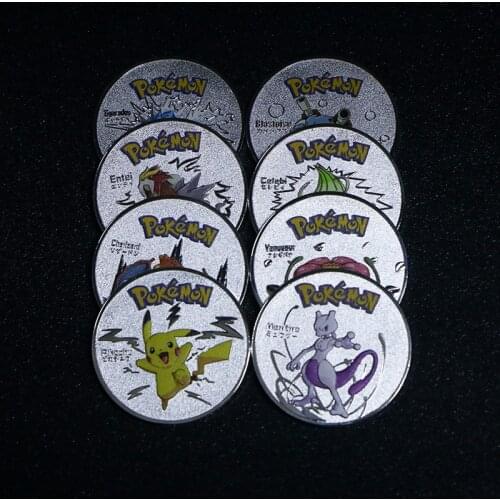 Non Magnetic Pocket Monsters Silver Gold Coins Japanese Pokemon Anime Movie Around Coin Childrens Cartoon Toys Small Gifts