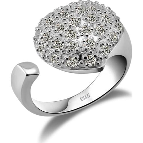 Trendy Exaggeration Heart-shaped Rings For Women Lovely Zircon Heart Rings Friendship Engagement Open Rings 2021 925 Jewelry