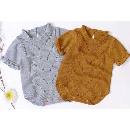 Newborn Overalls Baby Knitting Rompers Summer Baby Girls Clothes Infant Baby Girl Boy Short Sleeve Romper Jumpsuit