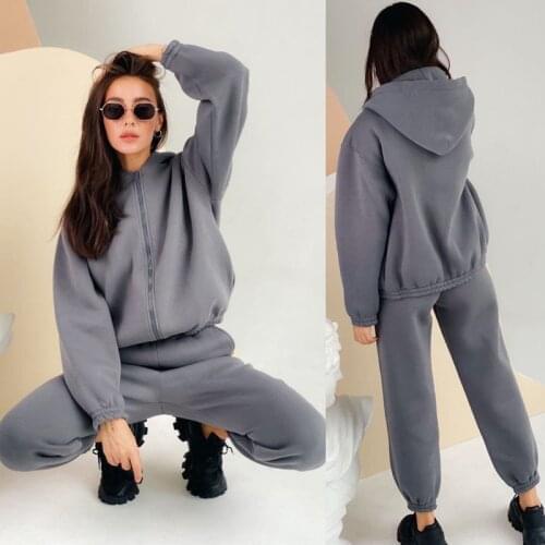 Two Piece Set Sports Suit Women Oversized Hoodie And Pants Casual Sport Suit Winter Hoodies For Sportswear Tracksuits Womens