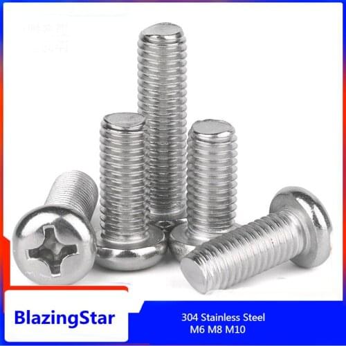 M6 M8 M10 Length 6-100mm 304 Stainless Steel Kruis Inbouw Pan Kop Phillips Schroeven Screw Pan Head Cross Machine Bolt