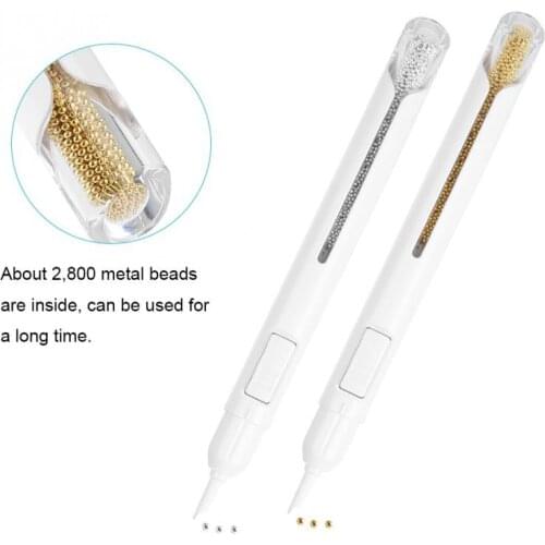 1mm Bullion Pen Metal Nail Beads Dotting Pen Painting Gold Silver Rhinestone Plastic Handle Nail Art Decoration Tool