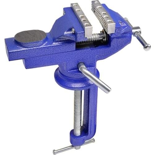 3" Multi-functional Clamp-on Bench Vise 360 Degree Swivel Cast Iron Tabletop Vice with Anvil and Large Table Clamp 100mm