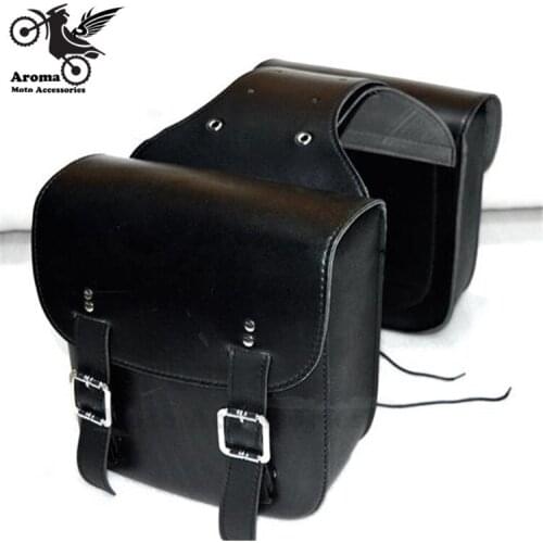1 pair Motorcycle Saddle Bags Pu Leather Black Brown Motorbike Side Bag Tool Luggage For Harley Davidson SaddleBag Sportster