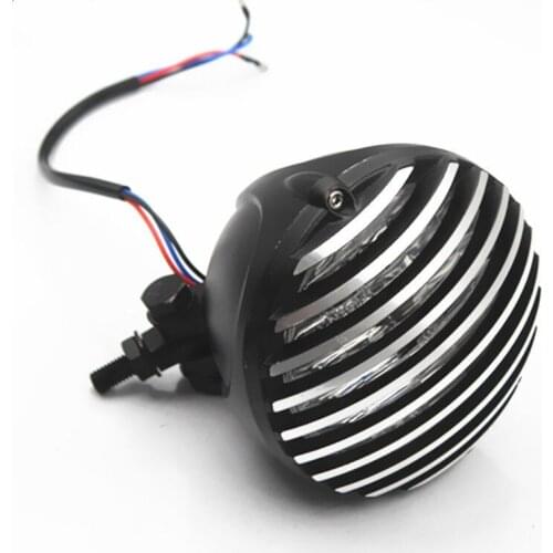 Motorcycle CNC Finned Grill Headlamp Black Retro Headlight Head Light For Harley Dyna Heritage Softail Sportster 1200 883