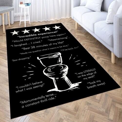INCREDIBLE TOILET BLACK Carpet for Living Room 3D Anime Cartoon Rug Gamer Teen Room Bedside Lounge Rug Kids Children Floor Mats