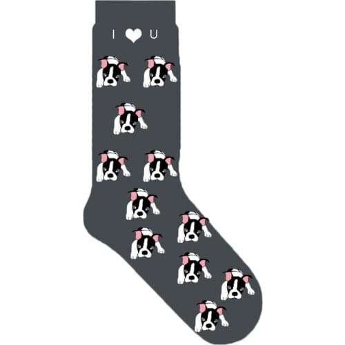 Boston terrier socks with I HEART YOU cute socks catoon dog socks gift for women 50pairs