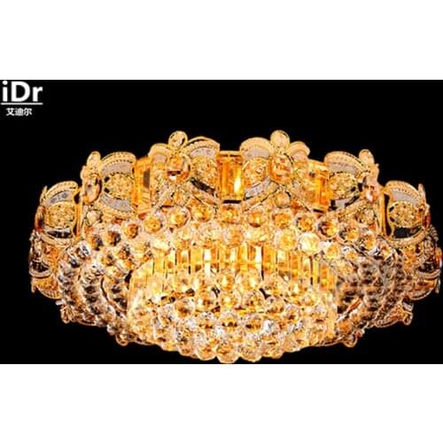 2016 New round LED crystal lamp living room lobby stylish restaurant atmosphere bedroom villa gold Ceiling Lights Dia1000mm