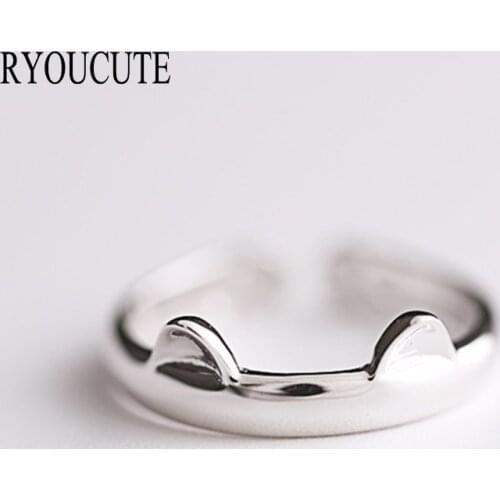 New Silver Color Cat Rings for Women Adjustable Size Rings Fashion Wedding Jewelry Anillos Mujer