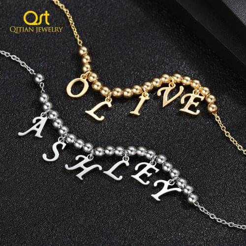 Personalized Initial A-Z Letter Name Necklace For Women Custom Stainless Steel Alphabet Pendant Name Choker Best Friend Jewelry