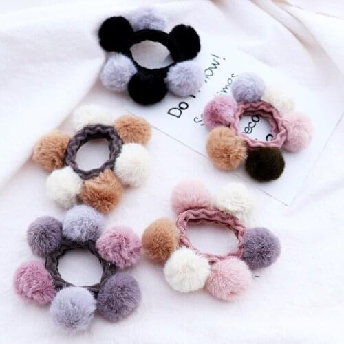 1PC Lovely Plush Ball Womens Ponytail Elastic Hair Bands Elegant Girls Hair Grips Hair Accessories HeadWear