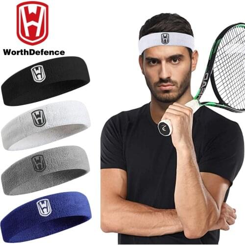 Worthdefence Cotton Athletic Headband Elastic Sweatbands Women Men Basketball Sports Gym Fitness Sweat Band Volleyball Tennis