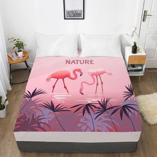 1pc bed sheet Elastic fitted sheet With An Elastic Band 150/180/200/160*200 Mattress Cover Double Bed cover nordic nature