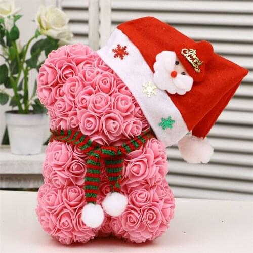 Dropshipping Teddy Bear Rose Flower 25cm Christmas Day Pe Foam Bear of Rose New Year Gifts for Women Valentines present Wedding