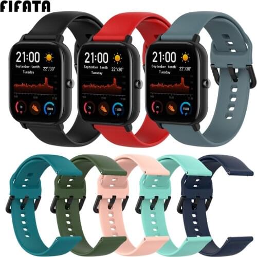 FIFATA 20MM Folding Clasp Silicone Watch Band For Xiaomi Huami Amazfit GTS/Bip/GTR 42MM Smart Band Wristband Replacement Part